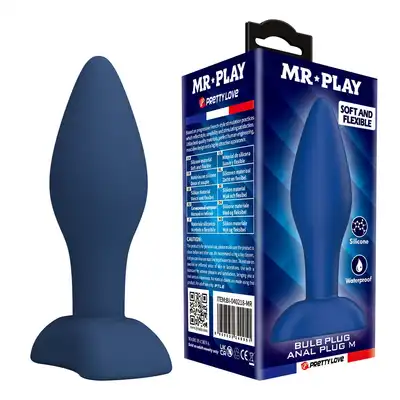 Mr. Play -  Bulb/Thomas Anal Plug M. Niebieska wtyczka analna 10,5 cm z szeroką podstawą