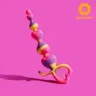 Girls Toys - Kulki analne Vias. Rainbow Heart Anal Beads. Kolorowe, tęczowe koraliki analne z uchwytem w kształcie serca