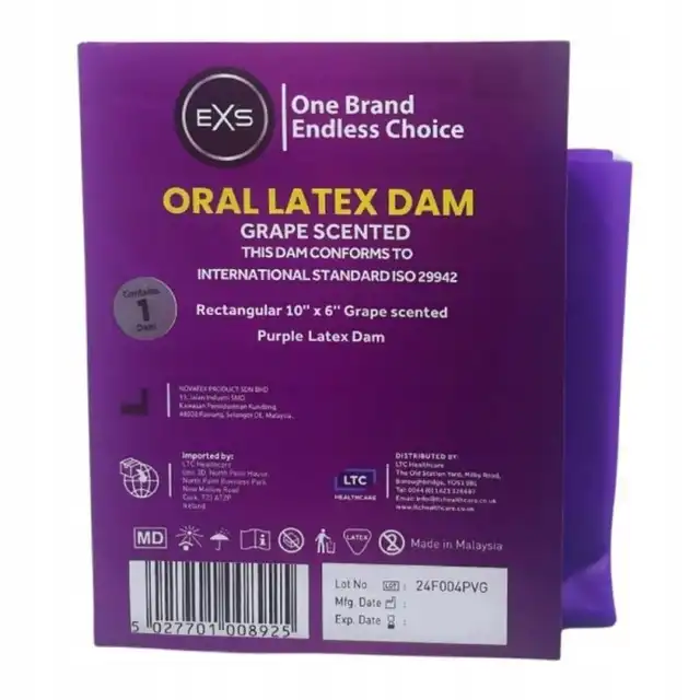EXS – Oral Latex Dam. Koferdam oralny lateksowy o zapachu winogron zapewniający bezpieczną barierę ochronną