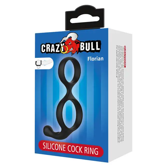 Crazy Bull - Florian Silicone Cock Ring - Pierścień erekcyjny na penisa i jądra ze stymulatorem krocza