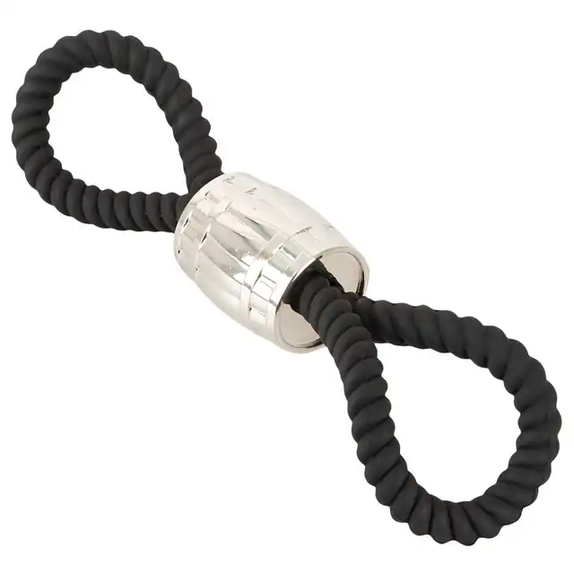 Rebel - Heavy Rope Cock Strap with Two Loops 87g - Podwójny Pierścień na Penisa i Jądra z Obciążnikiem - Stworzony, by wzmocnić każdą chwilę.