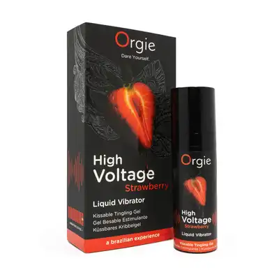 Orgie - High Voltage Strawberry Liquid Vibrator - Wibrator w płynie o smaku truskawkowym - Truskawkowa eksplozja mrowienia!