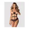 Obsessive Euridia Crotchless Teddy M/L - Czarne Body z Otwartym Krokiem - Dla tych, które lubią być w centrum uwagi!