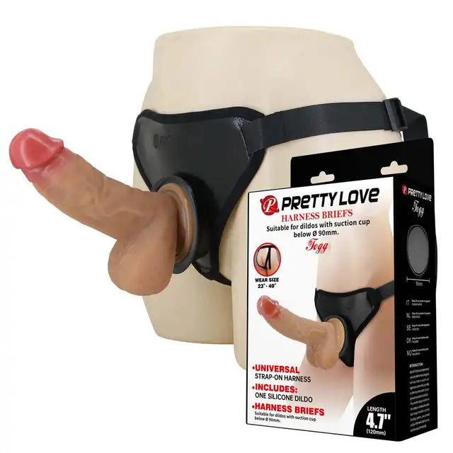 Pretty Love - Fogg. Realistyczny silikonowy dildo 11cm z wygodną uprzężą strap-on i mocną przyssawką.