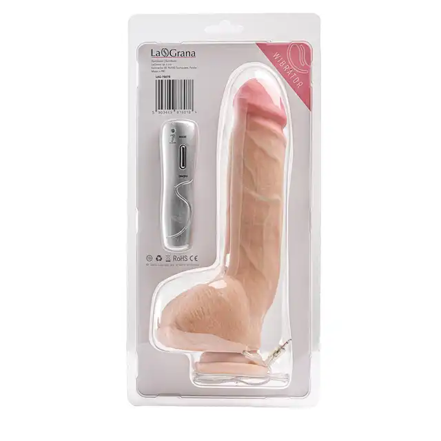 Simple Pleasure - wibrator z 7 trybami wibracji z cyberskóry, sterowany przewodowo na pilota, 25 cm - Miękki w dotyku. Precyzyjny w działaniu!