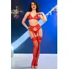 Chilirose - 4848 Red L. Komplet sensualnej bielizny z pończochami.