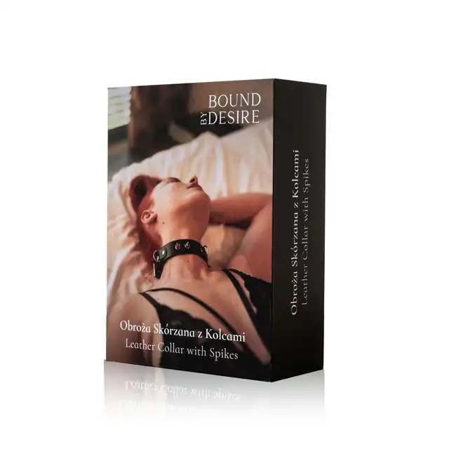 Bound by Desire - Obroża skórzana 3cm. Ze srebrnymi kolcami.