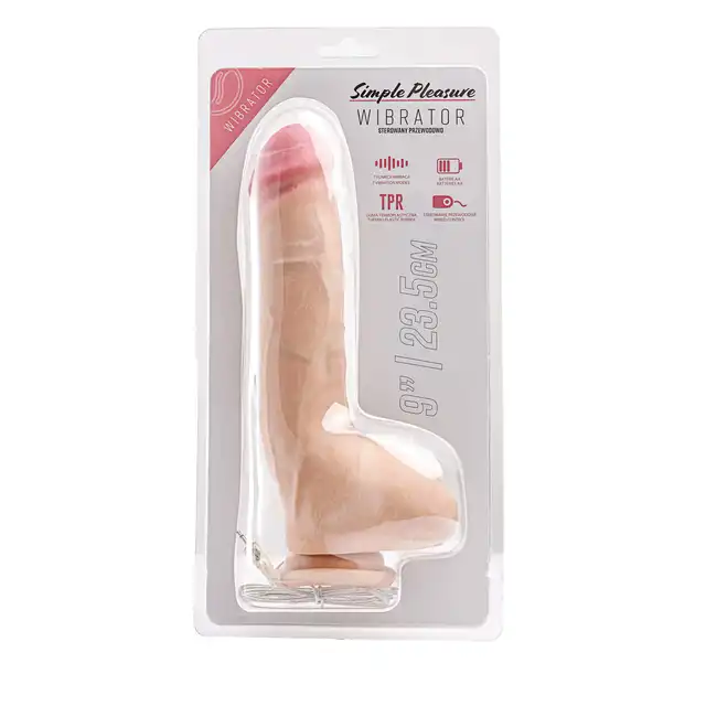 Simple Pleasure - wibrator z 7 trybami wibracji z cyberskóry, sterowany przewodowo na pilota, 25 cm - Miękki w dotyku. Precyzyjny w działaniu!