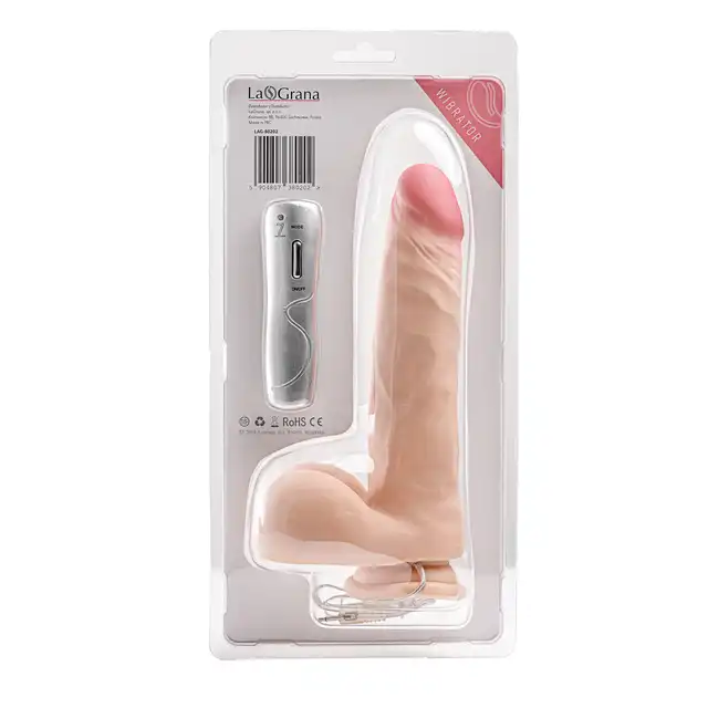 Simple Pleasure - wibrator z 7 trybami rotacji, sterowany przewodowo, 23 cm - Realistyczny design i rotacyjna stymulacja pod Twoją kontrolą!