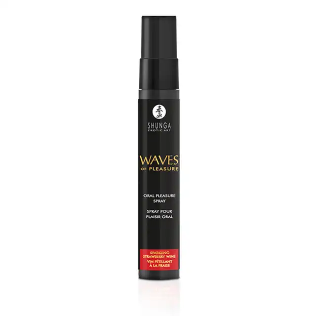 Shunga – Waves Pleasure Spray Strawberry. Smakowy spray do seksu oralnego, zwiększający wilgotność i doznania smakowe