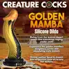 Creature Cocks – Golden Mamba Dildo. Złoto-czarna mamba w kształcie S do stymulacji G-spot i P-spot z przyssawką i kompatybilnością z uprzężą