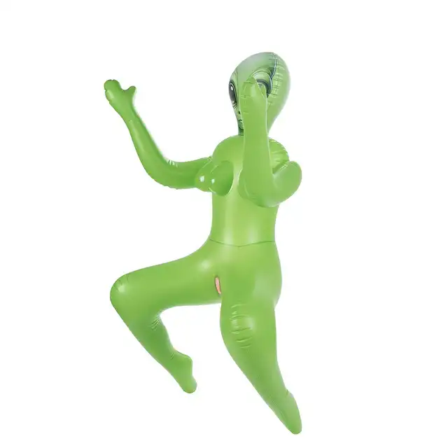 To Infinity 41SFA – Dmuchana lalka UFO PVC 112 cm. Zielona kosmitka z trzema piersiami i 2 otworami penetracyjnymi. Rozkosz nie z tego świata 