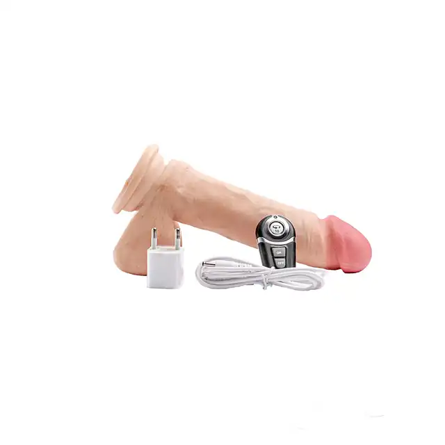 Simple Pleasure - wibrator z 10 trybami rotacji z cyberskóry sterowany pilotem bezprzewodowo, 20 cm - Więcej ruchu. Więcej kontroli. Więcej doznań!