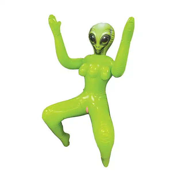 To Infinity 41SFA – Dmuchana lalka UFO PVC 112 cm. Zielona kosmitka z trzema piersiami i 2 otworami penetracyjnymi. Rozkosz nie z tego świata 