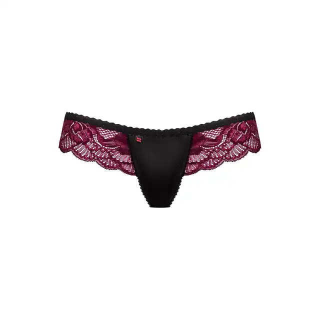 Obsessive  - 842-THO-5 Kuszące stringi L/XL - Czerń i bordo – duet o wyjątkowym temperamencie.