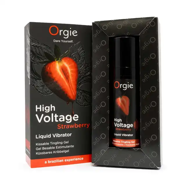Orgie - High Voltage Strawberry Liquid Vibrator - Wibrator w płynie o smaku truskawkowym - Truskawkowa eksplozja mrowienia!