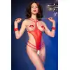 Chilirose 4874 Red S/M – Erotyczne body ouvert z paskami i akcesoriami.