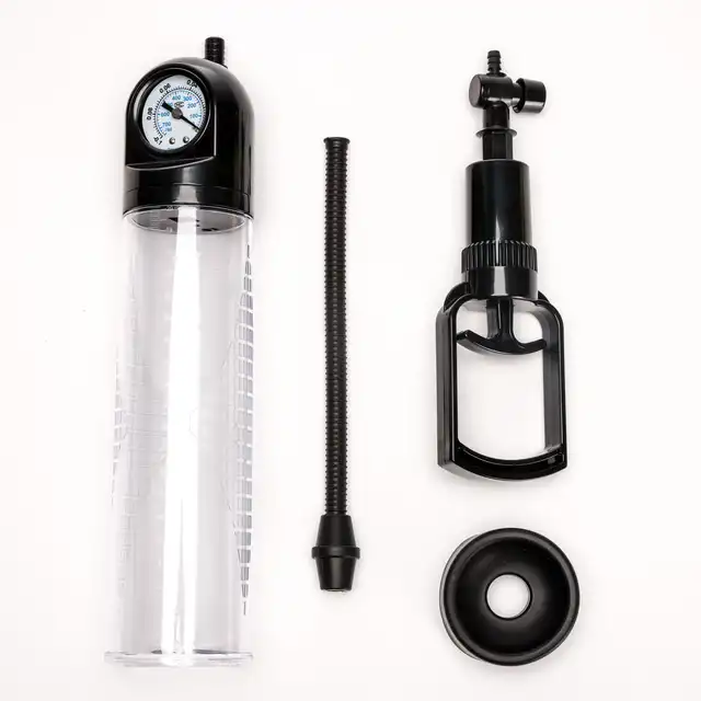 Simple Pleasure - Pompa próżniowa z manometrem i tłokiem. Profesjonalne powiększanie penisa z pełną kontrolą ciśnienia