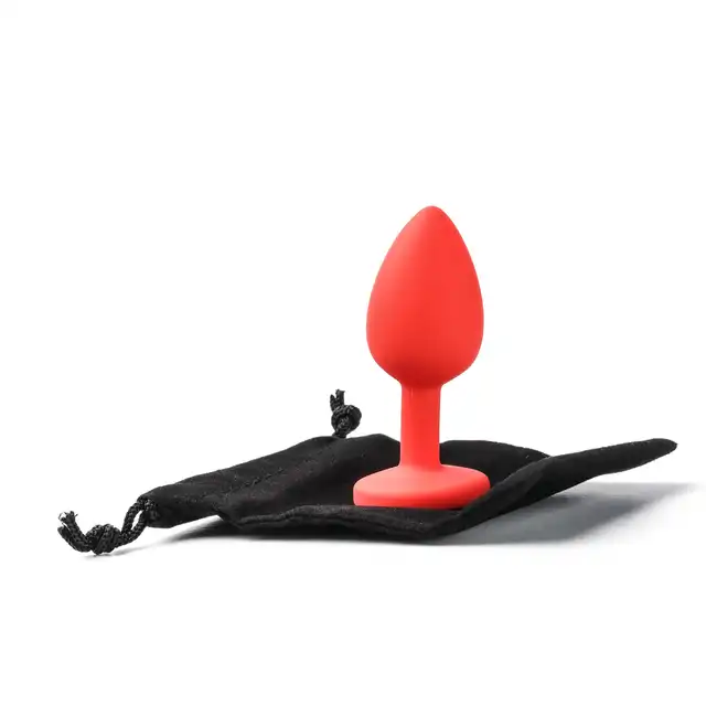 Simple Pleasure - Genialny mini korek analny silikonowy. 7 cm  Czerwony Rozmiar S. Cienka nóżka,