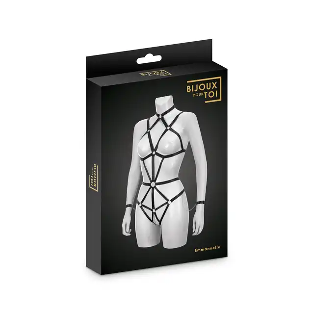 Bijoux Pour Toi Emmanuelle Harness Body – Jednoczęściowy Harness Modelujący Sylwetkę - Podkreśla sylwetkę i pewność siebie. One Size, czarny.