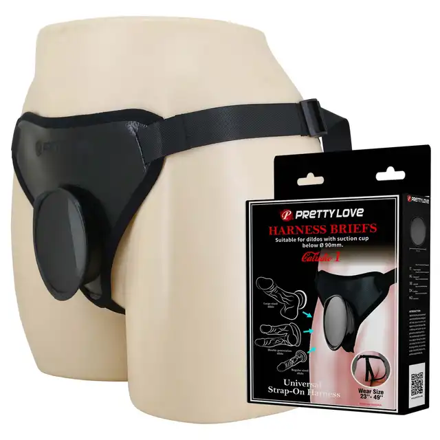 Pretty Love – Fogg II Black. Uniwersalne majtki z uprzężą harness do dilda, wibratorów i packerów.