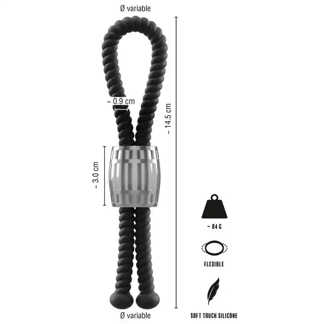 Rebel - Heavy Rope Cock Strap 84g - Silikonowa Pętla na Penisa i Jądra z Obciążnikiem - Stworzony dla stabilności i intensywności.