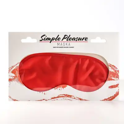 Simple Pleasure - Maska na oczy satynowa, czerwona.  Odkryj przyjemność zmysłowej tajemnicy!
