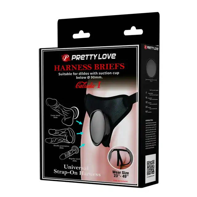 Pretty Love – Fogg II Black. Uniwersalne majtki z uprzężą harness do dilda, wibratorów i packerów.