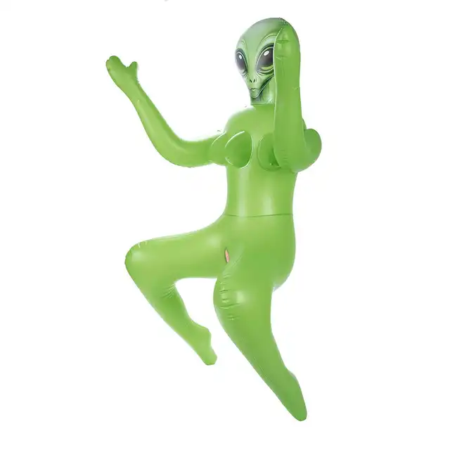 To Infinity 41SFA – Dmuchana lalka UFO PVC 112 cm. Zielona kosmitka z trzema piersiami i 2 otworami penetracyjnymi. Rozkosz nie z tego świata 