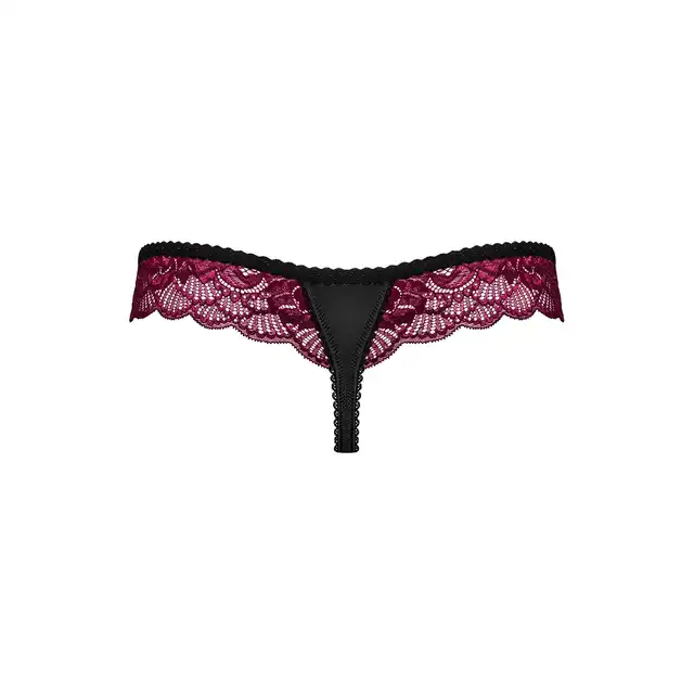 Obsessive  - 842-THO-5 Kuszące stringi L/XL - Czerń i bordo – duet o wyjątkowym temperamencie.