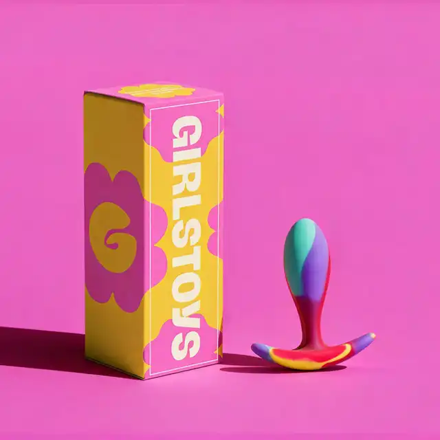 Girls Toys - Korek analny Eularia. Rainbow Mini Plug S. Silikonowy mały kolorowy plug analny z wygodną do noszenia podstawą