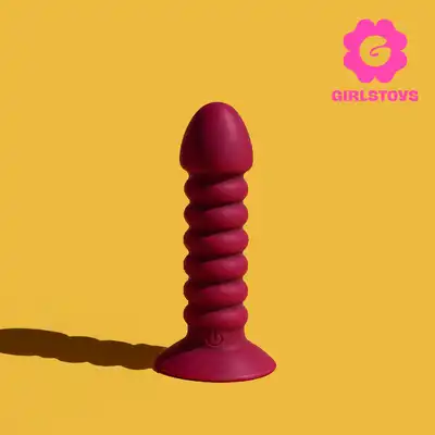 Girls Toys - Wibrator analny Rossi. Berry Ripple Anal Vibrator. Niesamowity bordowy prążkowany wibrator analny z szeroką podstawką