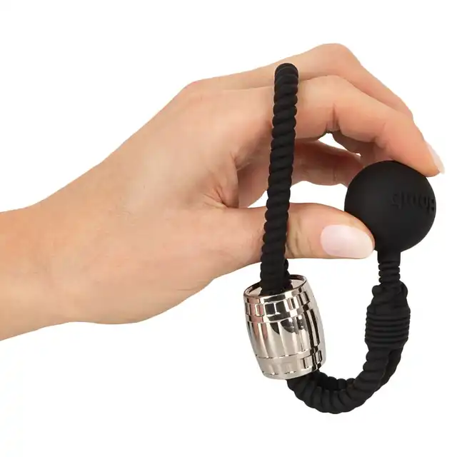 Rebel - Heavy Rope Cock Strap with Ball 166g - Podwójny Pierścień na Penisa i Jądra z Obciążnikiem - Kontrola, napięcie i więcej doznań.