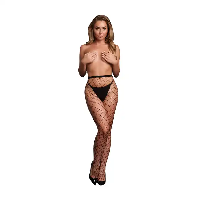 Le Desir - Panty With Big Fishnet Structure OS - Rajstopy Kabaretki z Szerokim Oczkiem One Size - Kabaretki stworzone do przyciągania spojrzeń!