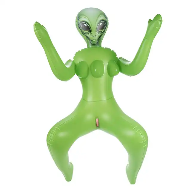 To Infinity 41SFA – Dmuchana lalka UFO PVC 112 cm. Zielona kosmitka z trzema piersiami i 2 otworami penetracyjnymi. Rozkosz nie z tego świata 