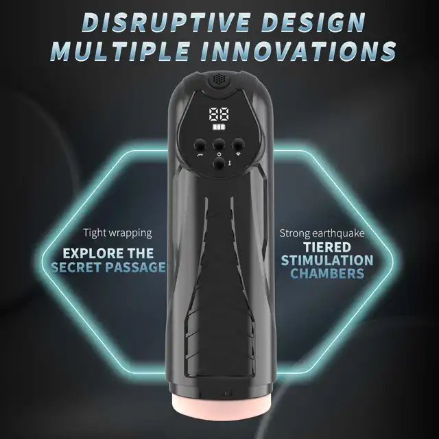 B-Series Power - Luxury Masturbator Premium Rechargable Multifuncions 04. Luksusowy masturbator z 9 trybami wibracji, 9 poziomami ssania, USB-C i wodoodpornością IPX6.