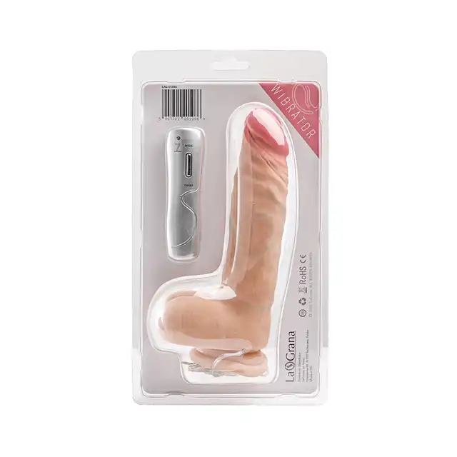 Simple Pleasure - wibrator z 7 trybami rotacji, sterowany przewodowo, 21 cm - Realistyczny design i rotacyjna stymulacja pod Twoją kontrolą!