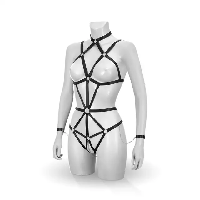 Bijoux Pour Toi Emmanuelle Harness Body – Jednoczęściowy Harness Modelujący Sylwetkę - Podkreśla sylwetkę i pewność siebie. One Size, czarny.