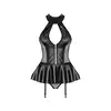 Obsessive - 859-COR-1 gorset i figi S/M - Wet look w najbardziej zmysłowym wydaniu.