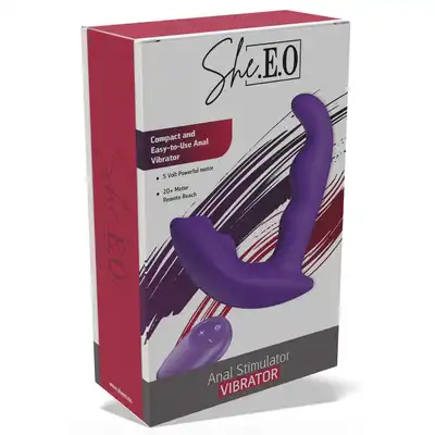 She. E.O. - Stymulator analny 9cm zaprojektowany dla kobiet. 2 silniki.  Stymulacja wewnętrzna i zewnętrzna. 10 programów. Zdalnie sterowany.