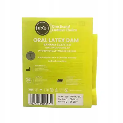 EXS – Oral Latex Dam. Prezerwatywa oralna lateksowy o zapachu banana zapewniająca bezpieczną barierę ochronną