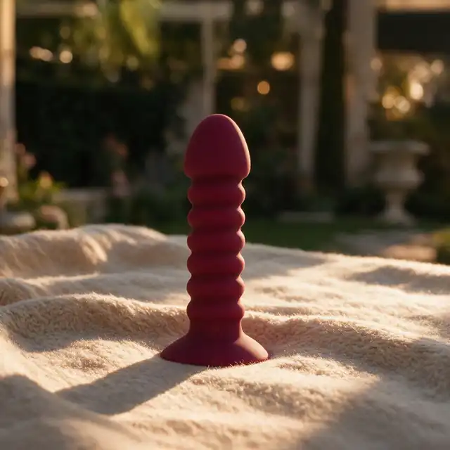 Girls Toys - Wibrator analny Rossi. Berry Ripple Anal Vibrator. Niesamowity bordowy prążkowany wibrator analny z szeroką podstawką