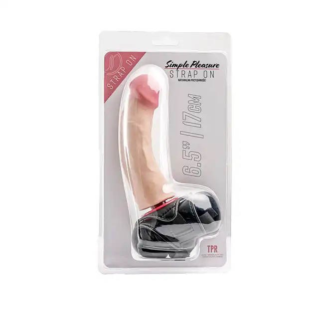 Simple Pleasure - Strap-on z cyberskóry, 16 cm - Stabilność, którą czujesz. Kontrola, którą masz! Strap-on dla kobiet.