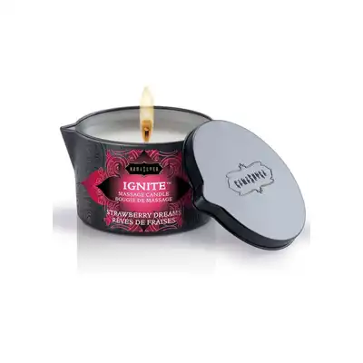 Kama Sutra - Massage Candle Strawberry Dreams. Świeczka do masażu z masłem shea i witaminą E! 