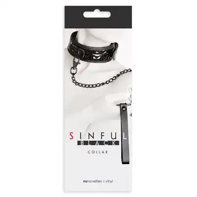 Sinful Black Black Mask. Elegancka Winylowa Maska na Oczy. 