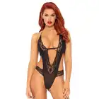 Leg Avenue - Sexy Deep-V Teddy. Seksowne koronkowe body z głębokimi i odważnymi wycięciami. Wysmuklenie i idealne podkreślenie sylwetki