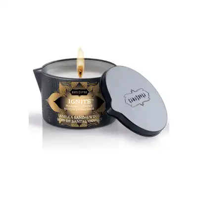 Kama Sutra - Massage Candle Tahitian Sandalwood. Świeczka do masażu o zapachu drzewa sandałowego z witaminą E. 