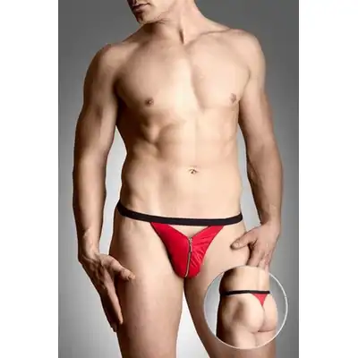 Softline - Men thongs 4497. Męskie stringi z zameczkiem czerwone. One Size. 