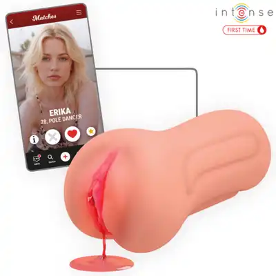 Intense - First Time Erika. Realistyczny masturbator w kształcie pochwy dziewicy z krwią menstruacyjną i błoną dziewiczą