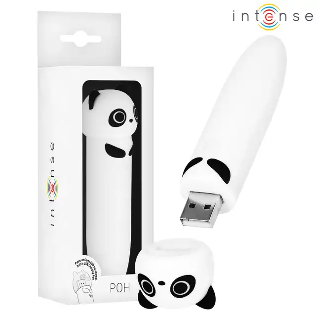 Intense - POH USB wibrator w kształcie pandy. Przeuroczy kompaktowy gadżet.